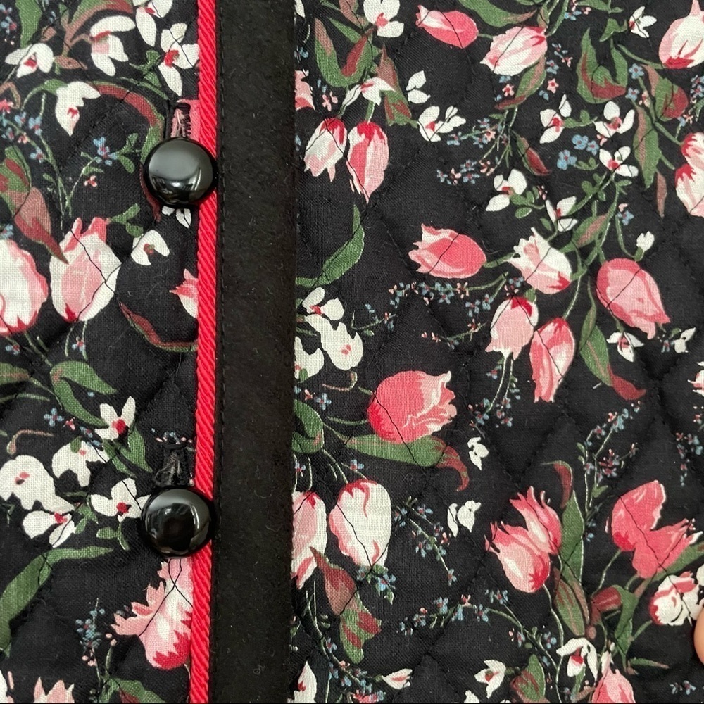 Vintage Boston Traveler Floral Quilted Jacket Black Pink 12 - Picture 9 of 16